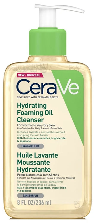 Cerave Huile Lavante Moussante Hydratante 236 ml Pour Les Peaux Normales à Trèsèches Les Peaux à Tendance Atopique