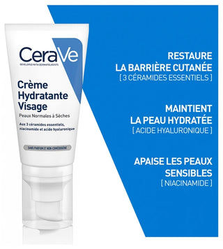 CeraVe Crème Hydratante Visage - Peaux Normales à Sèches 52 ml