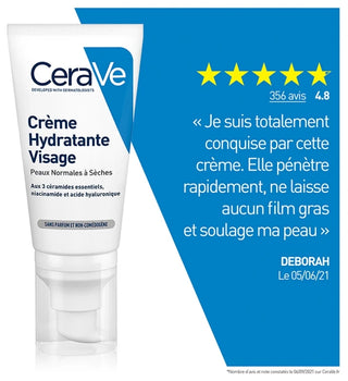 CeraVe Crème Hydratante Visage - Peaux Normales à Sèches 52 ml